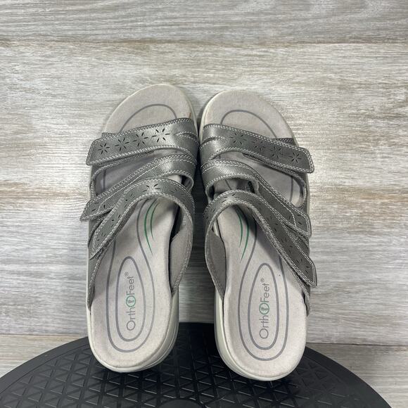 Orthofeet Women's Sahara 972 Orthopedic Gray Slide Sandals Size 7.5 - Picture 6 of 8